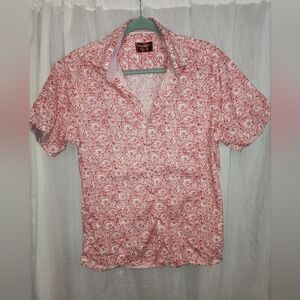 Consequence Mens Button-up Red And White Poppy Print Shirt Small